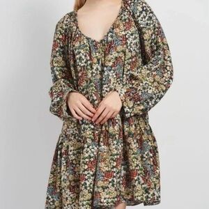 H&M Multicolor Floral Long Sleeve Dress